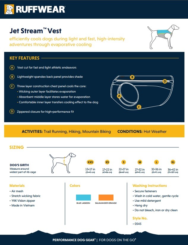Охлаждающая жилет для собак Ruffwear® Jet Stream™